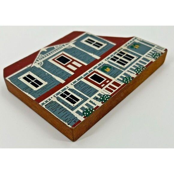Vintage Wood Block Victorian House ~ Village Shelf/Sill Sitter~ Cat's Meow Style - Picture 2 of 4